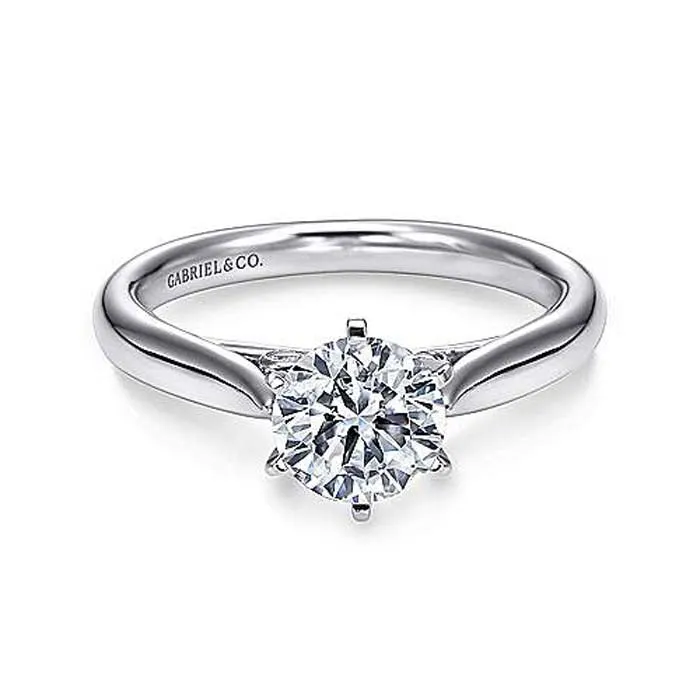 Gabriel & Co. .03CTW Cassie Round Diamond Engagement Ring Semi-Mounting in 14K White Gold