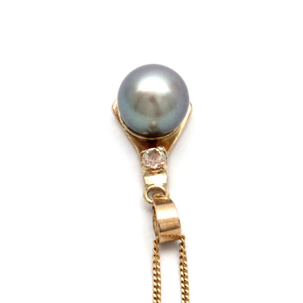 Gem++ NS Cortez Pearl Gold Pendant with Pink Heliolite