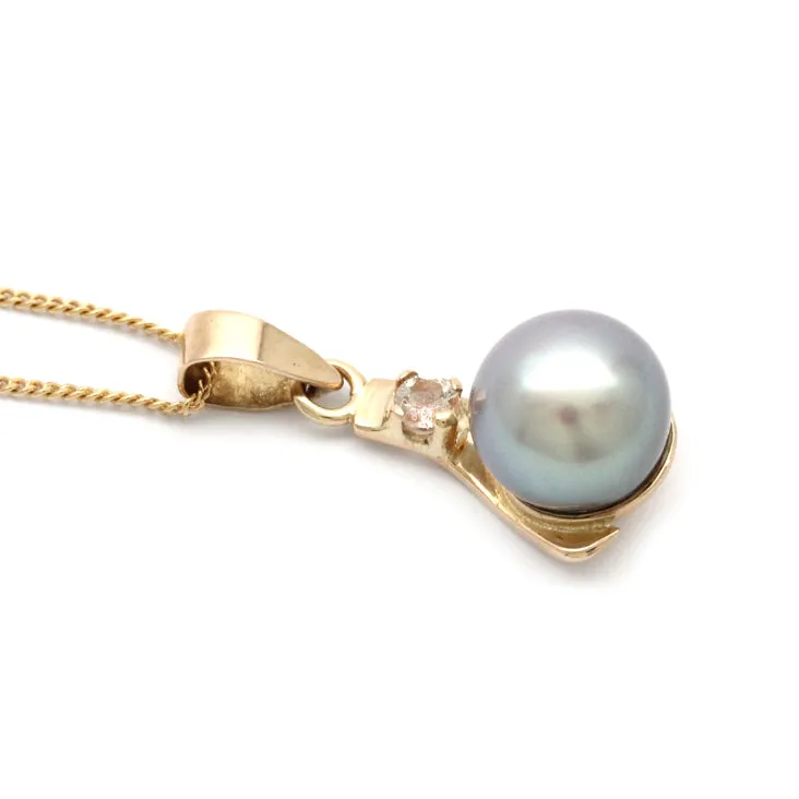 Gem++ NS Cortez Pearl Gold Pendant with Pink Heliolite