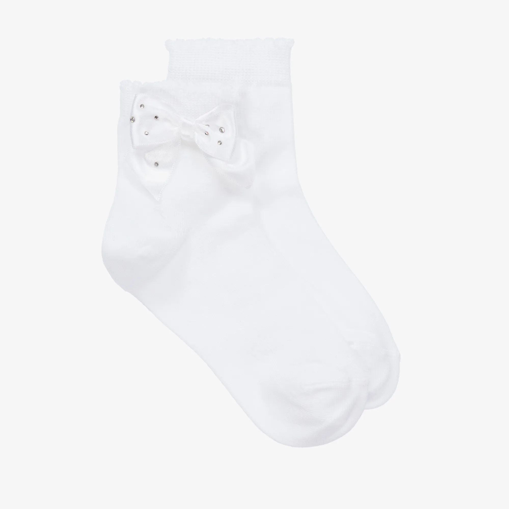 Girls White Bow Cotton Socks