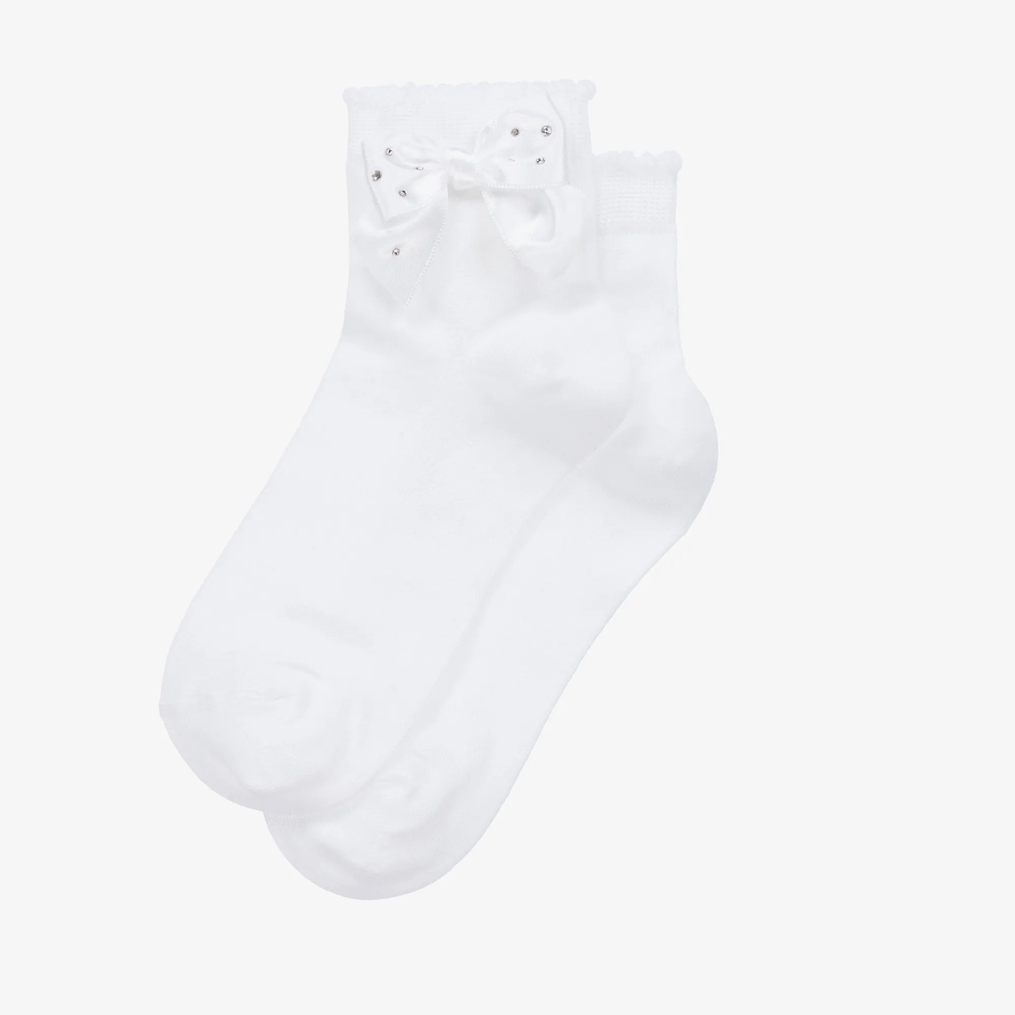 Girls White Bow Cotton Socks