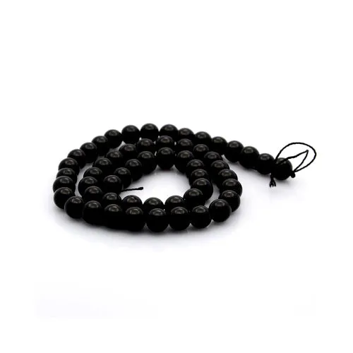 Glass Beads, Opaque, Black, Round, 8mm