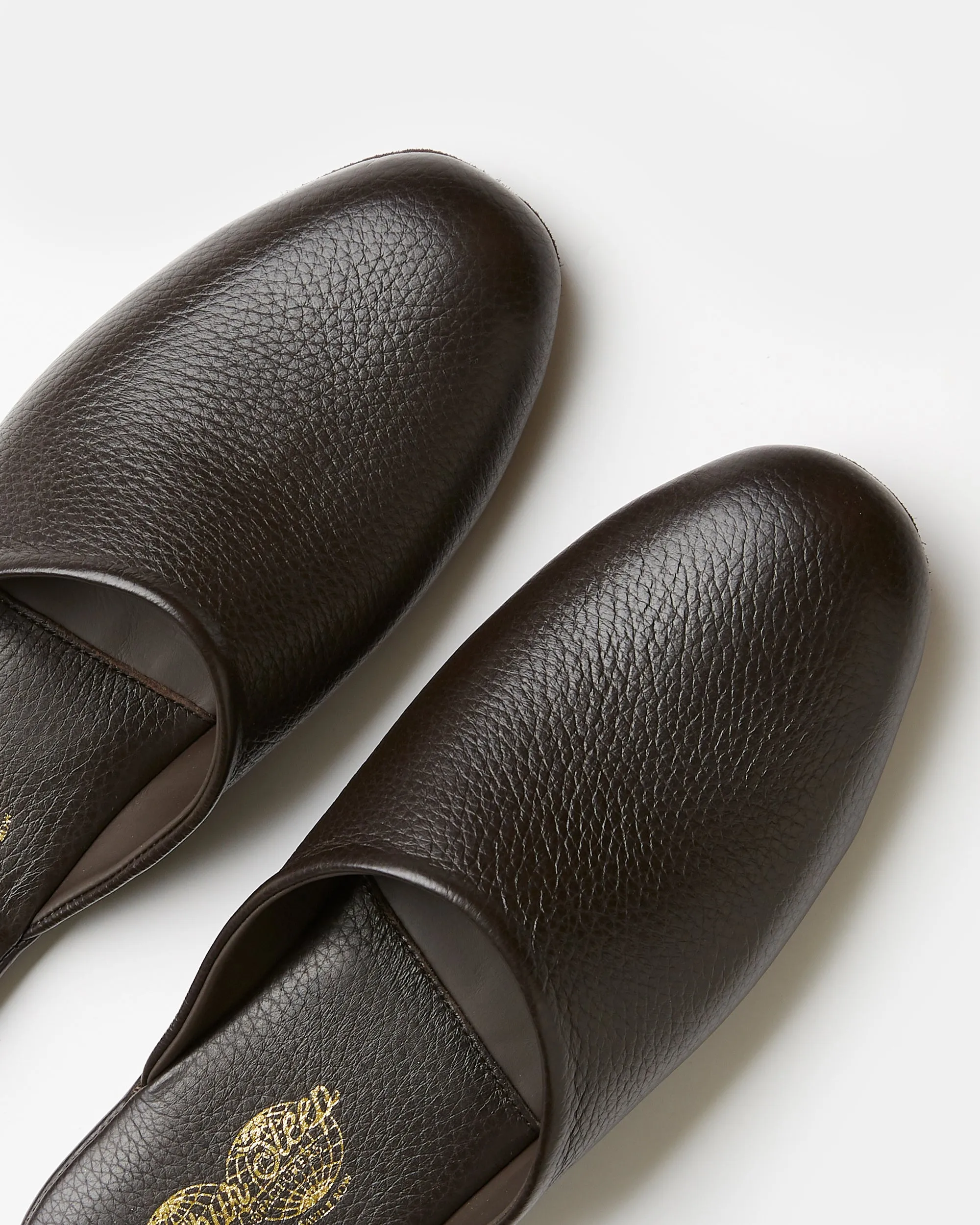 Globetrotter Glide Mules in Espresso Depths Brown Deer Leather