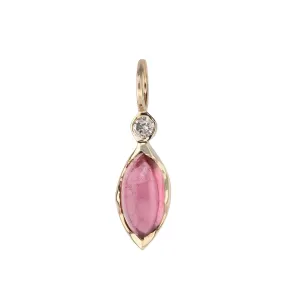 Gold Bezel-Set Marquise Pink Tourmaline Talisman Pendant