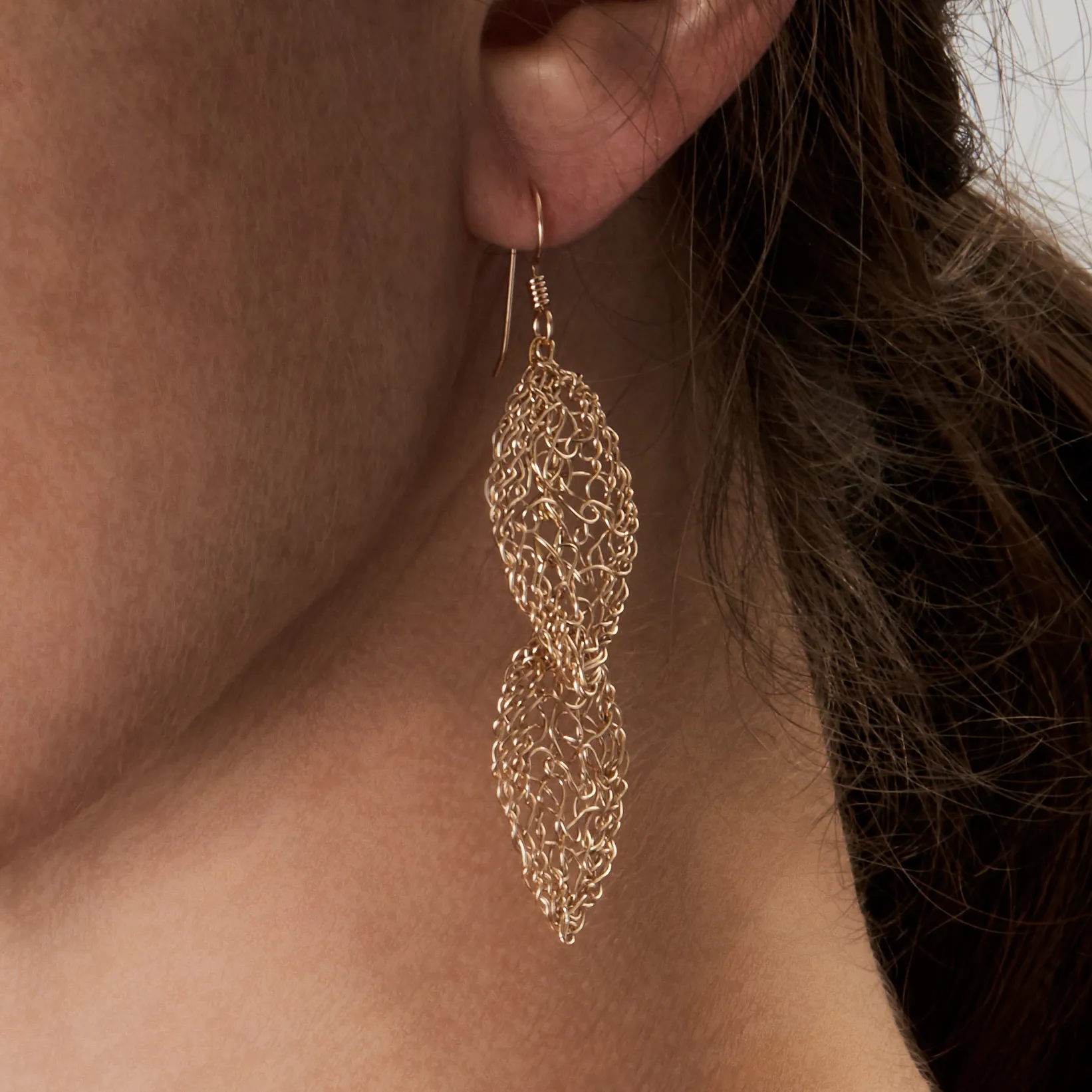 Gold Double Leaf Earrings