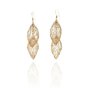 Gold Double Leaf Earrings