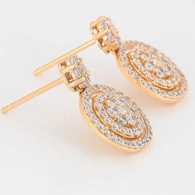 Gold Drop Earrings , 18K Gold Plated