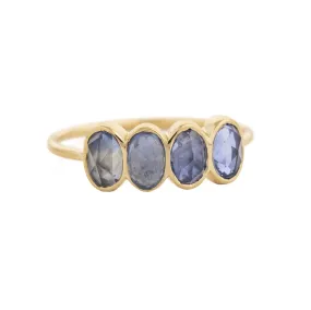 Gold Four Bezel-Set Light Blue Sapphire Ring