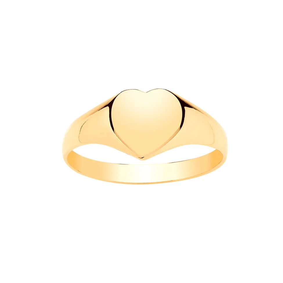 Gold Ladies Heart Signet Ring