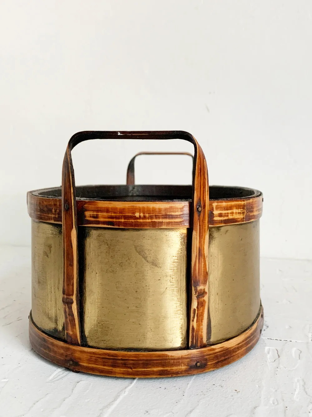 Gold Painted Rattan Oval Planter