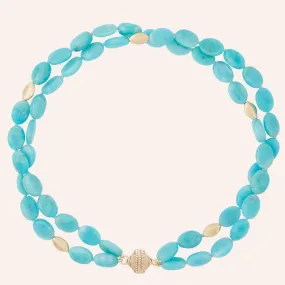 Gold Rush Amazonite Oval Double Strand Necklace