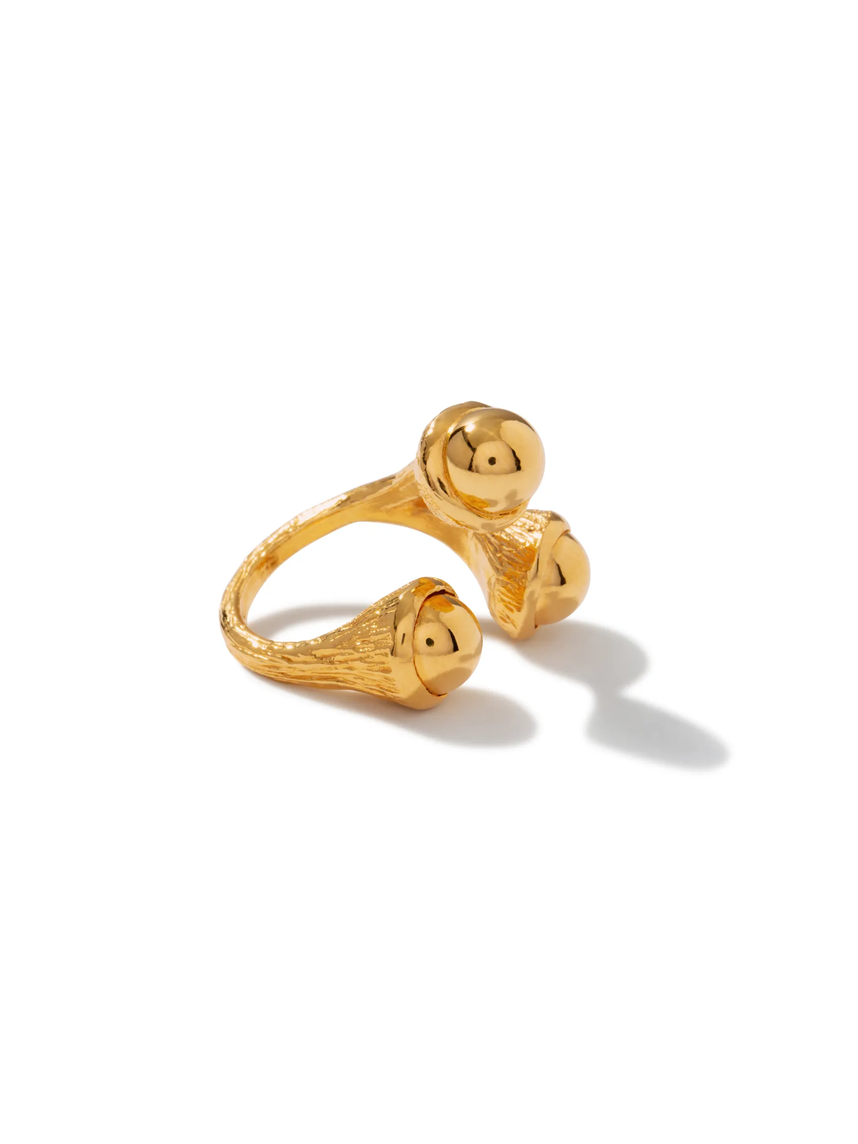 Gold Trinity Acorn Ring