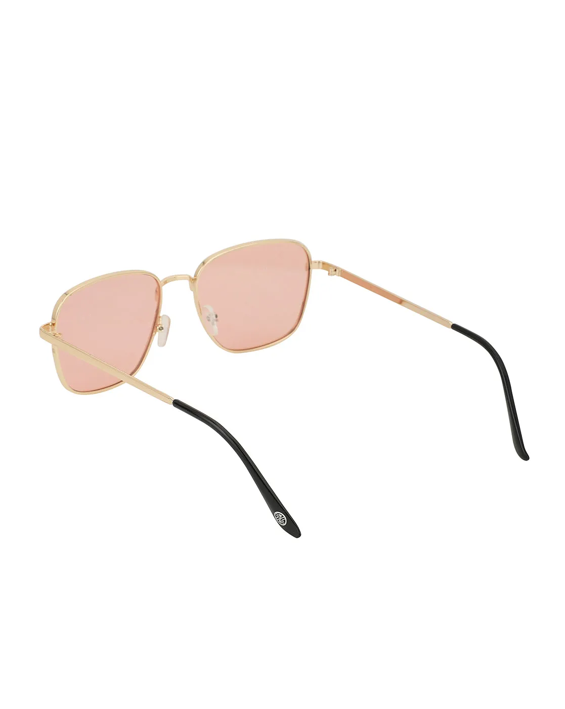 Gold With Black Toned And Pink Uv Protected Lens Square Sunglass For Women