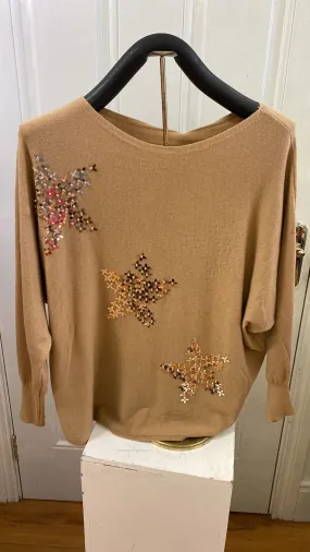 Golden Brown Fine Knit Jumper with Star design