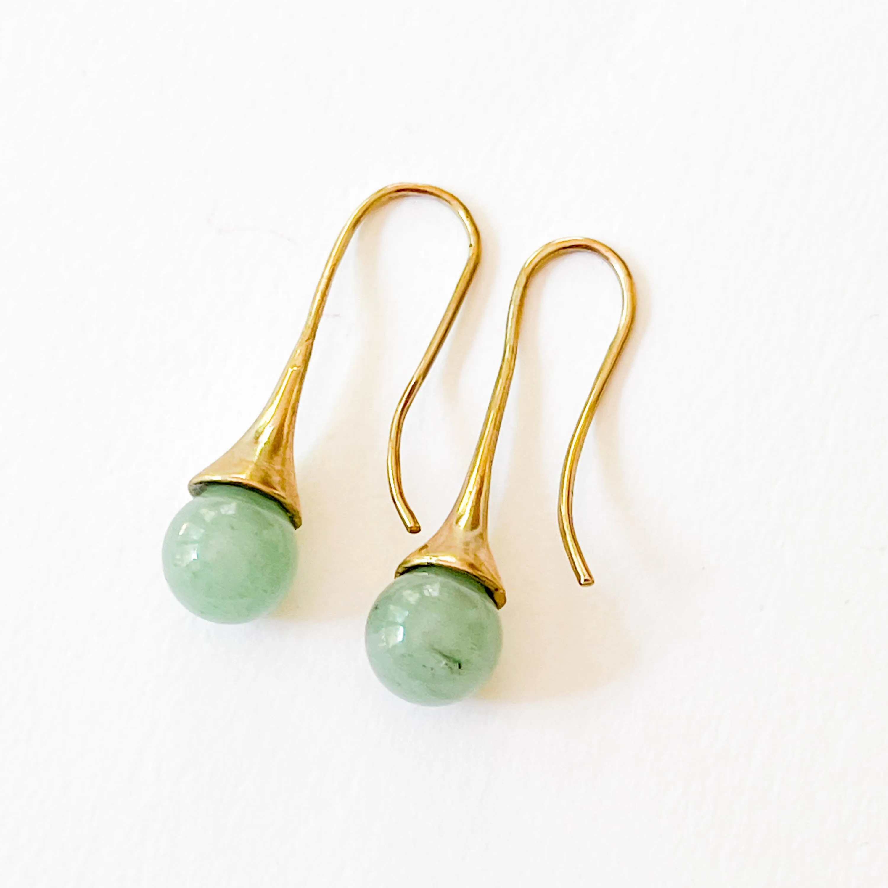 Green Aventurine Teardrop Earrings-WS