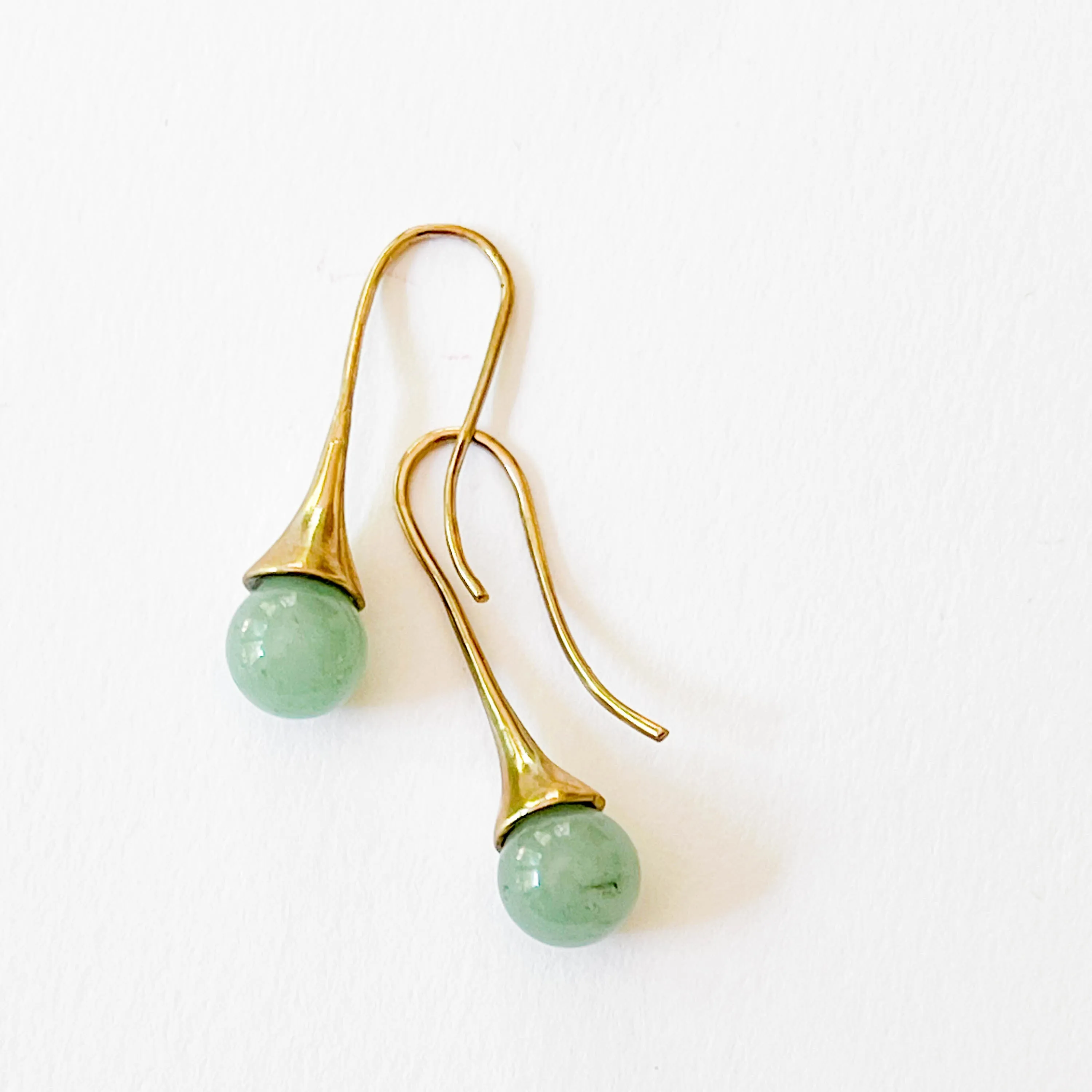 Green Aventurine Teardrop Earrings-WS