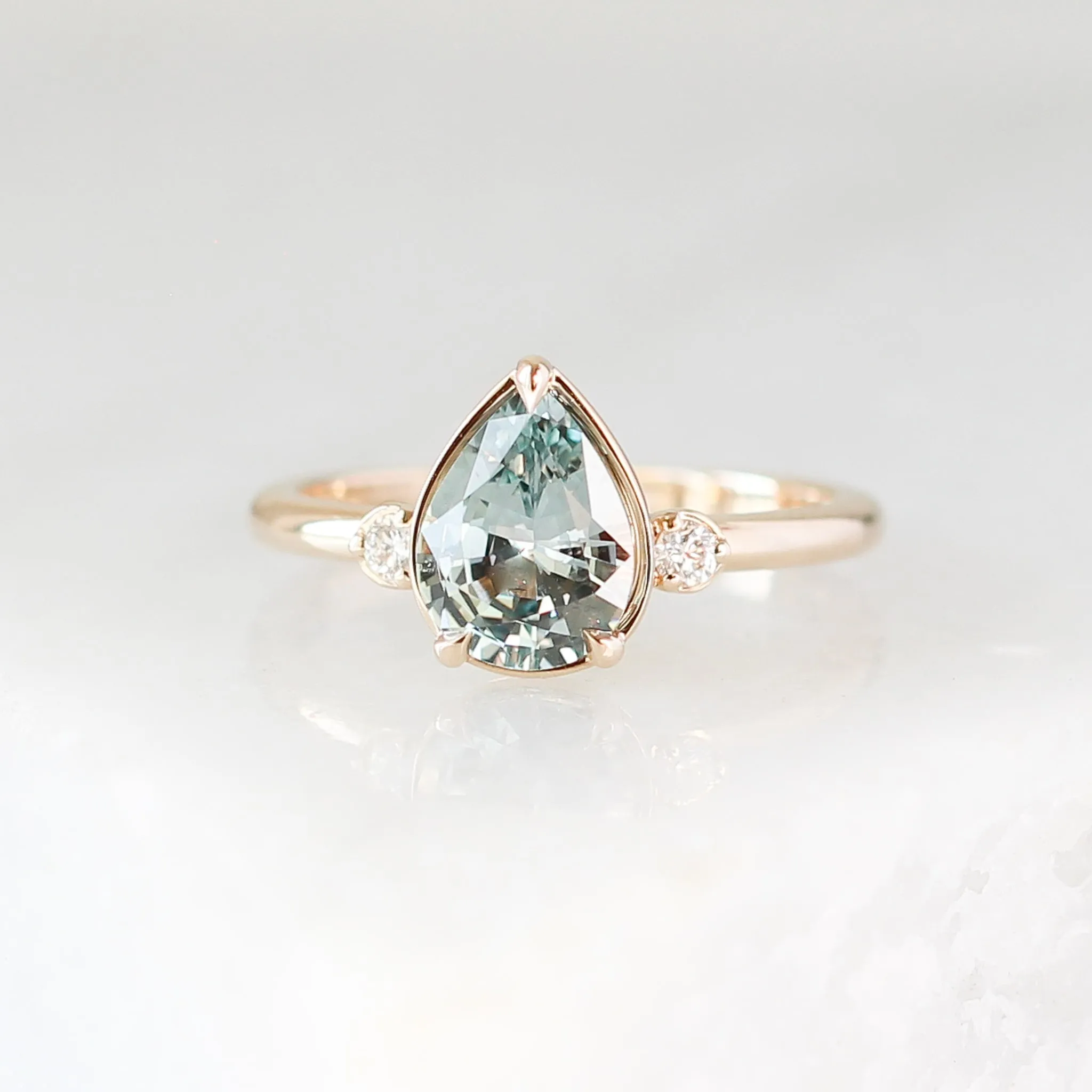 Green Lagoon Pear Sapphire Ring