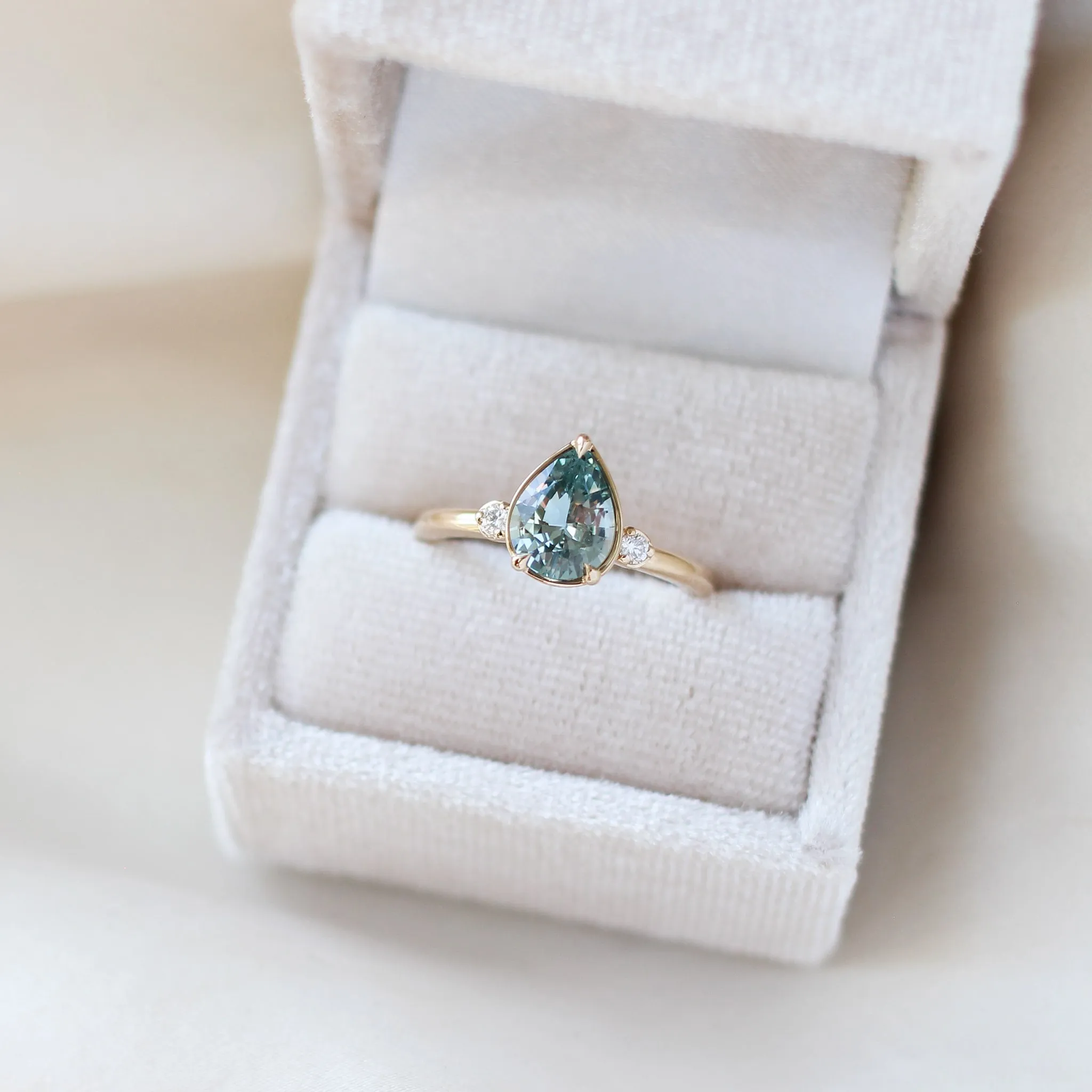 Green Lagoon Pear Sapphire Ring