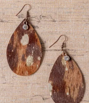 HOWDY DARLIN' BROWN COWHIDE TEARDROP EARRINGS