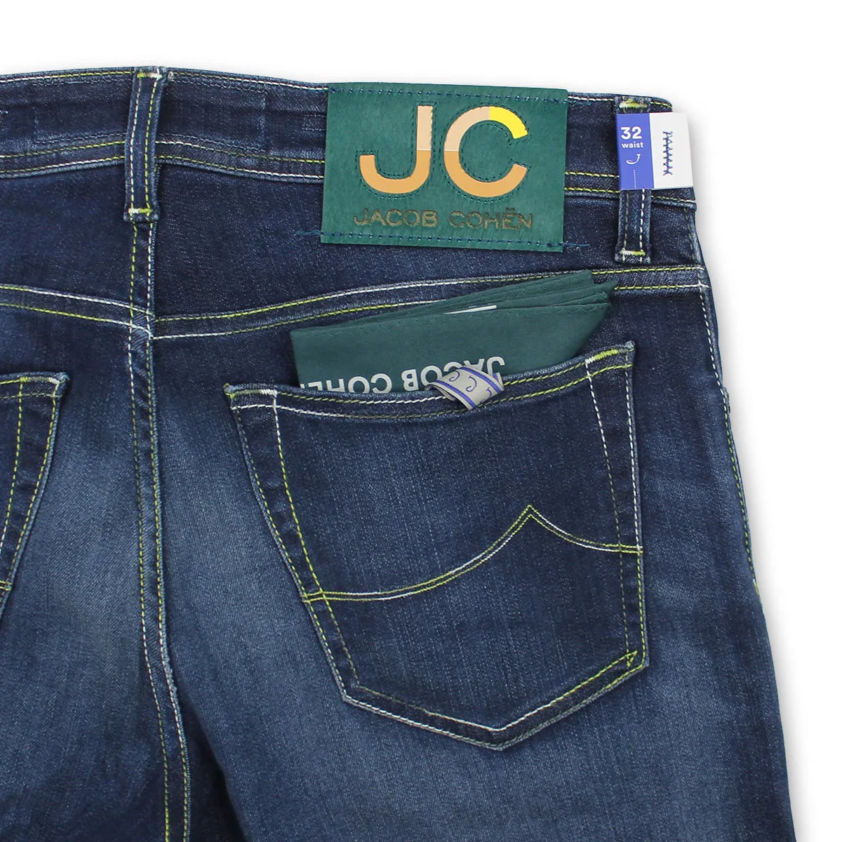 Jacob Cohen - Nick Slim Fit Green JC Badge Jeans