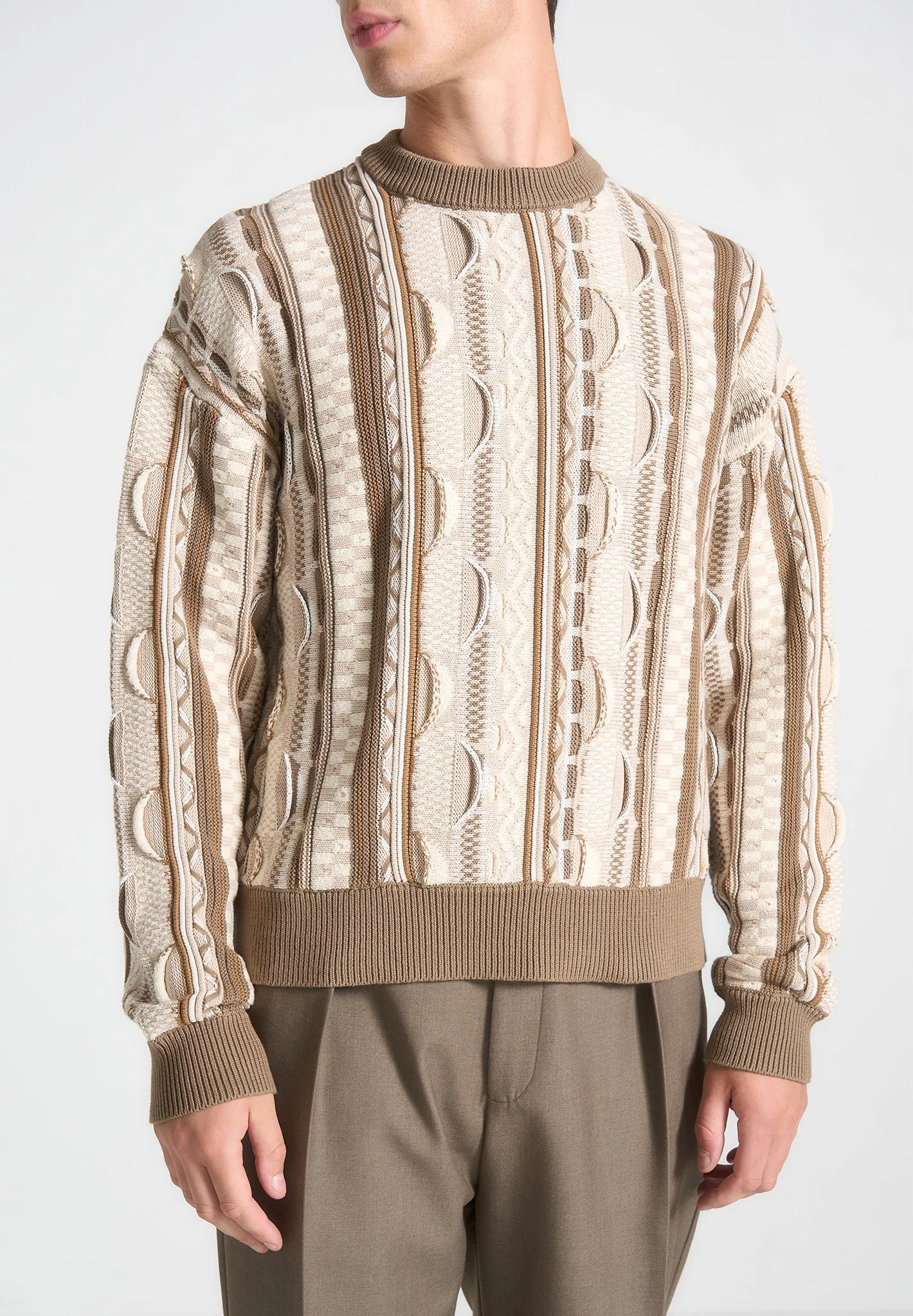 Jacquard Cotton Knit Jumper - Beige