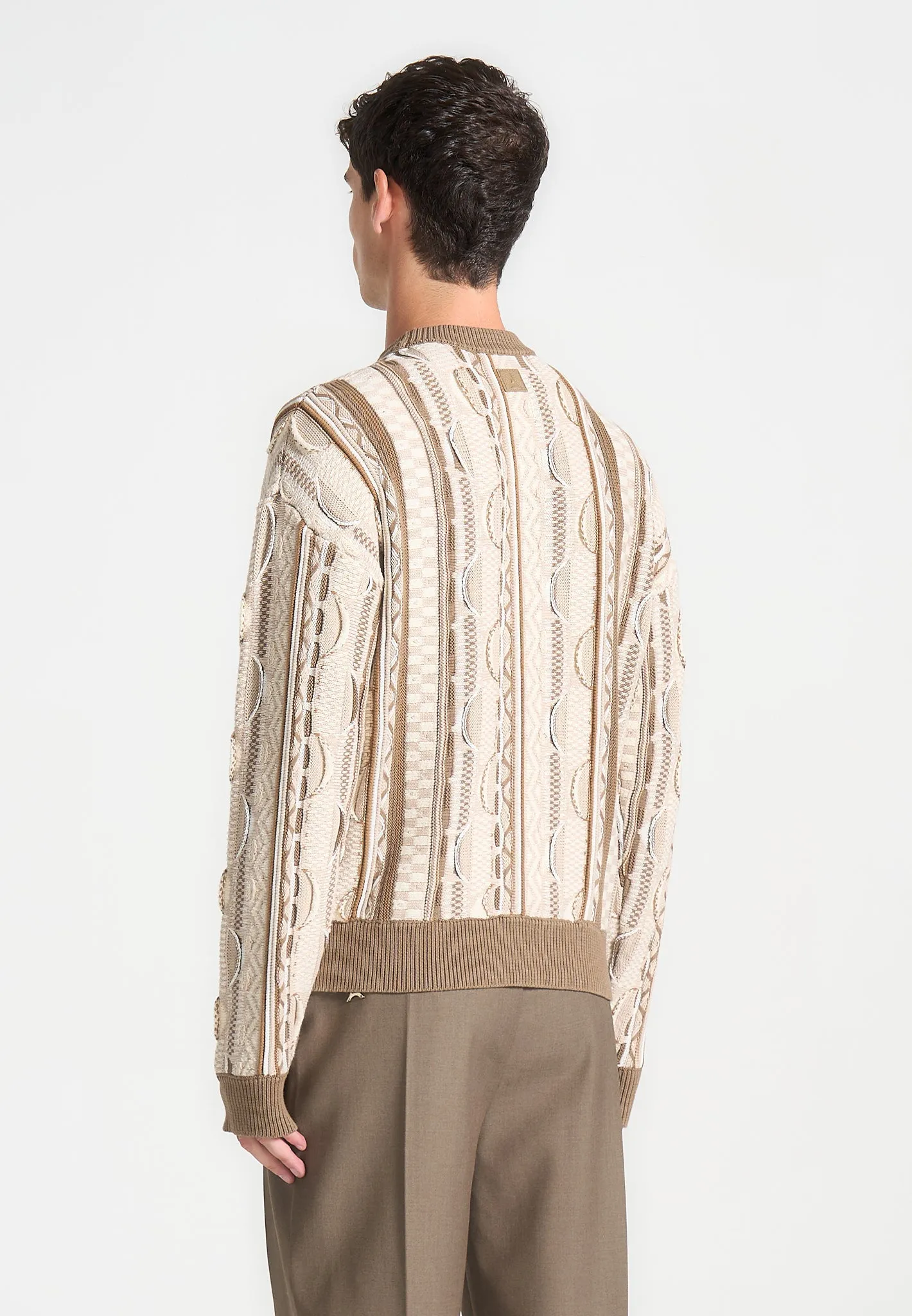 Jacquard Cotton Knit Jumper - Beige