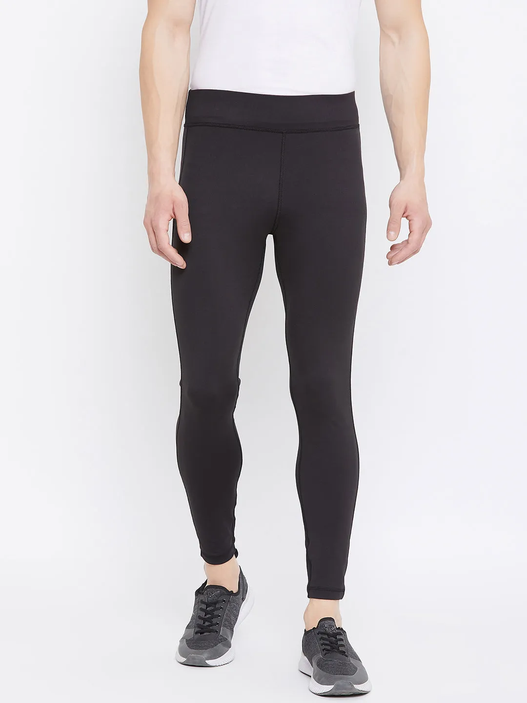 JUMP USA Men's Black Solid Active Wear Tights