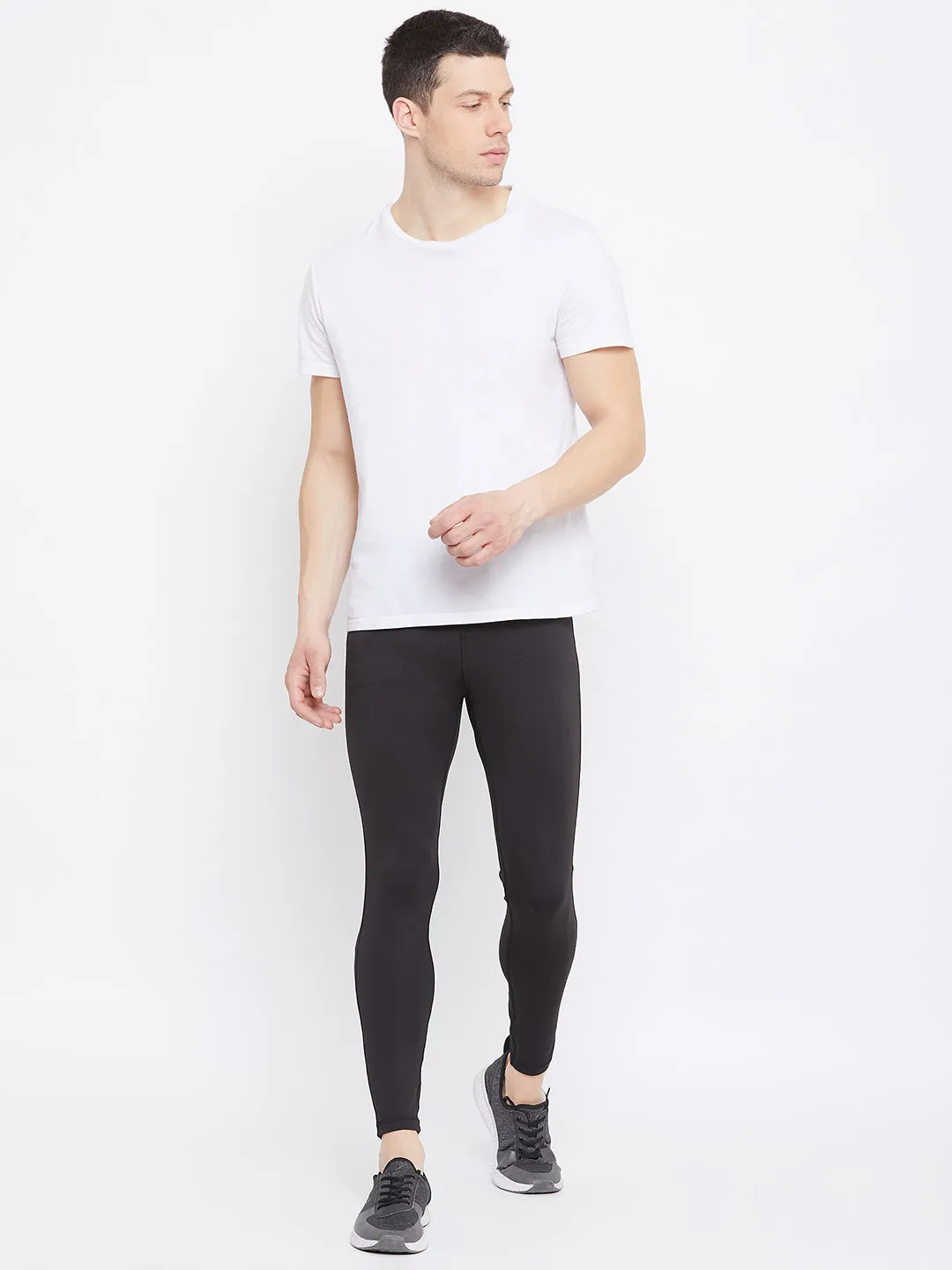 JUMP USA Men's Black Solid Active Wear Tights