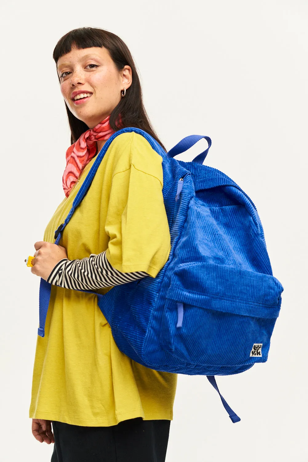 Kellie - Skater Corduroy Backpack in Cobalt Blue