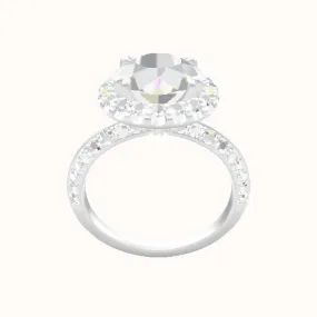 Knife Edge Double Row Pave Engagement Ring With Halo with Double Prong Head