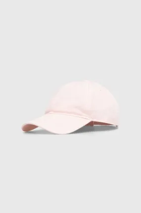 Lacoste cotton baseball cap pink color smooth