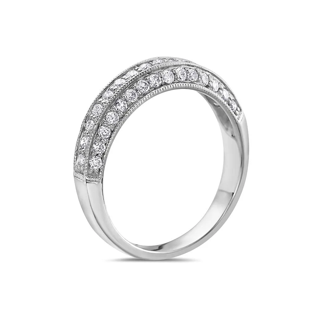 Ladies 14K White Gold With 0.50 CT Diamond Wedding Band