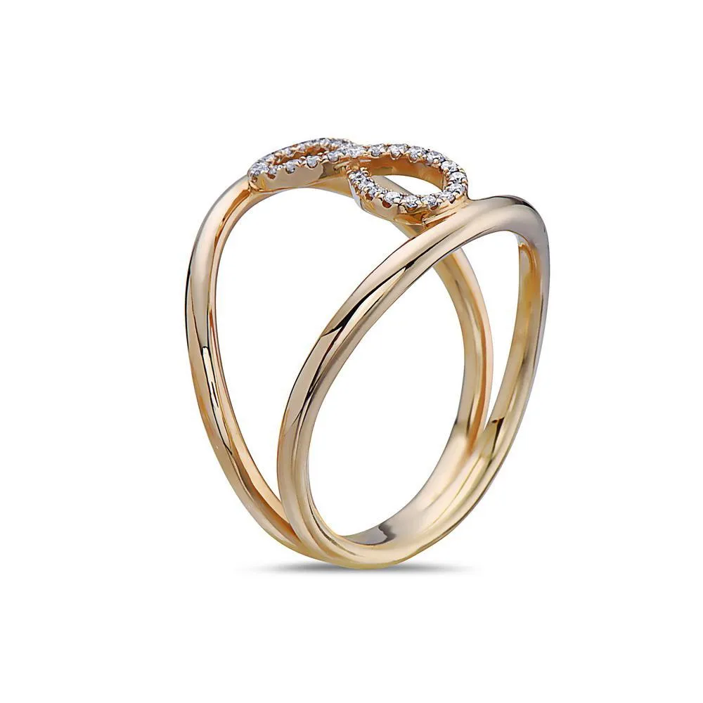 Ladies 18k Yellow Gold With 0.11 CT Right Hand Ring