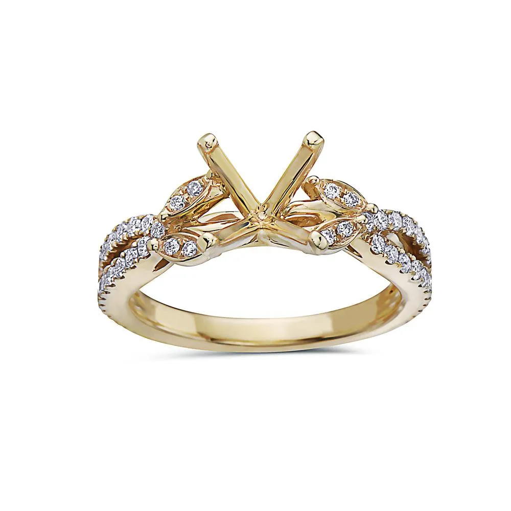 Ladies 18k Yellow Gold With 0.47 CT Semi Mount Engagement Ring