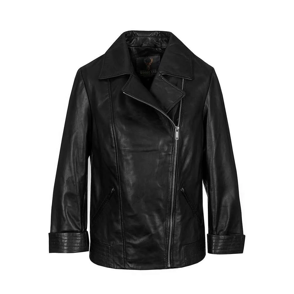  Ladies Black Classic Asymmetric Biker