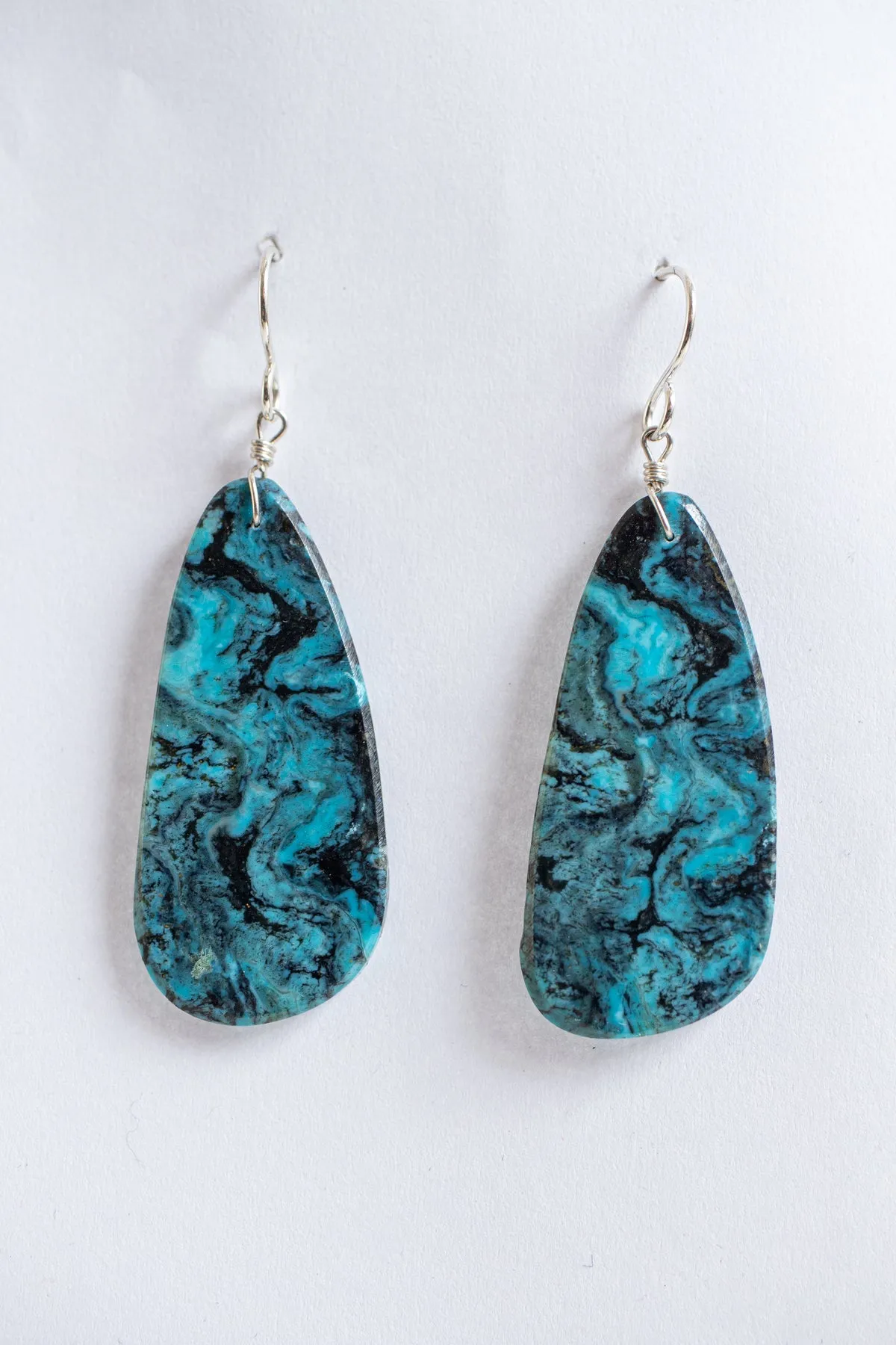 Large Blue-Grey Slab Earrings