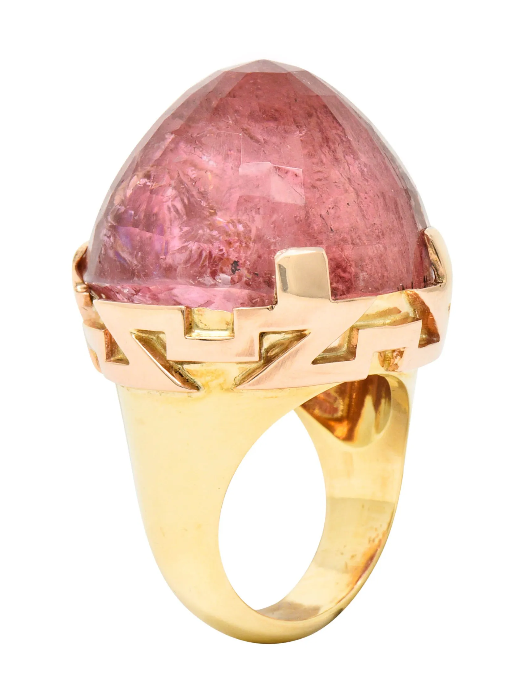 Large SeidenGang Pink Tourmaline 14 Karat Gold Cocktail Ring