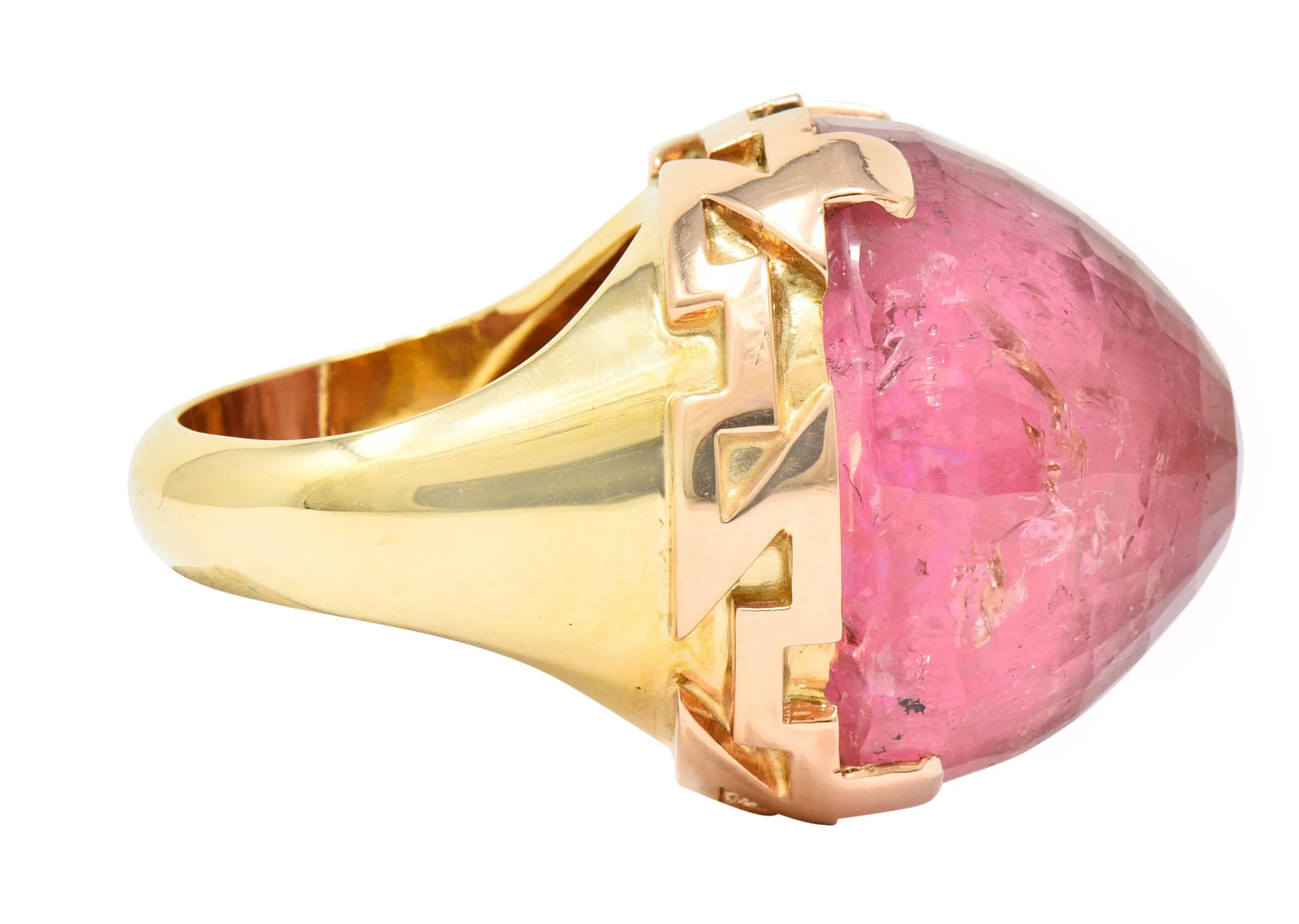 Large SeidenGang Pink Tourmaline 14 Karat Gold Cocktail Ring