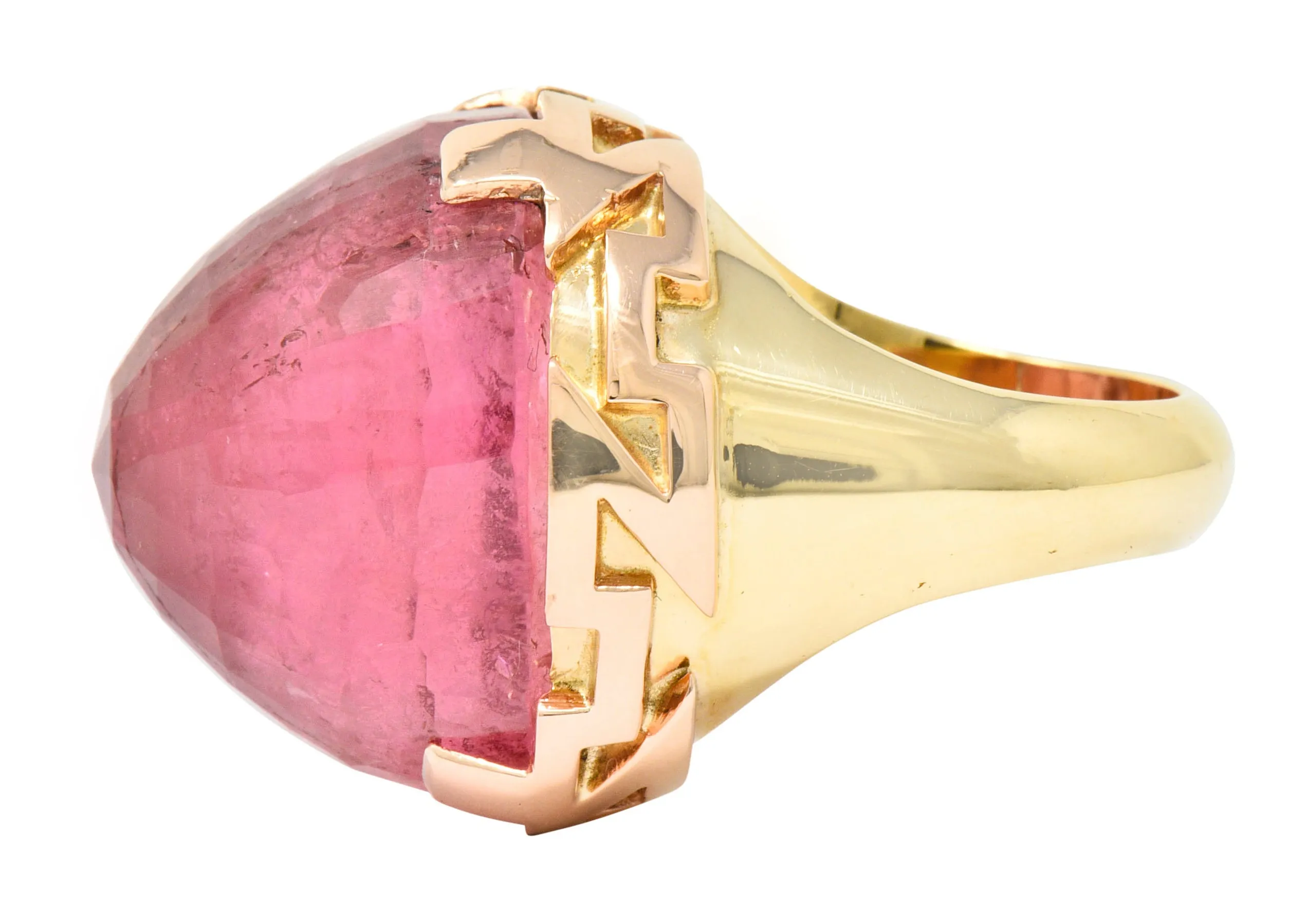 Large SeidenGang Pink Tourmaline 14 Karat Gold Cocktail Ring