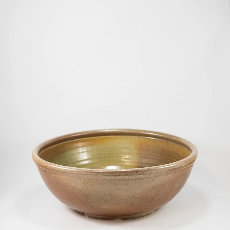 Large Serving Bowl with Amber & Green Interior