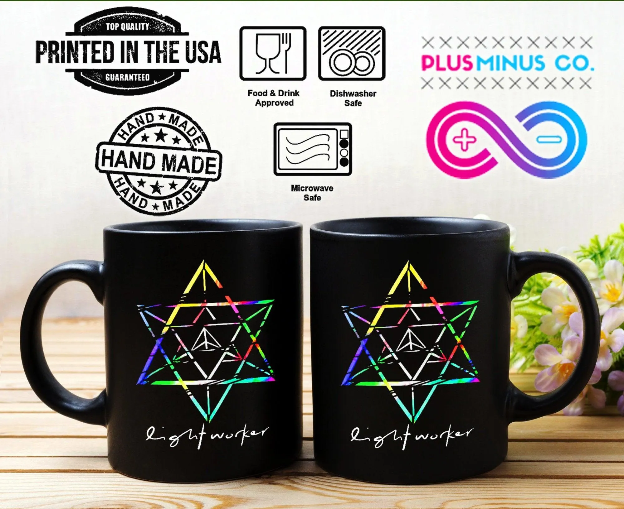 Lightworker Merkaba Sacred Geometry Abstract Black Mugs