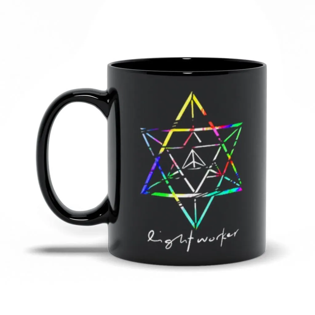 Lightworker Merkaba Sacred Geometry Abstract Black Mugs