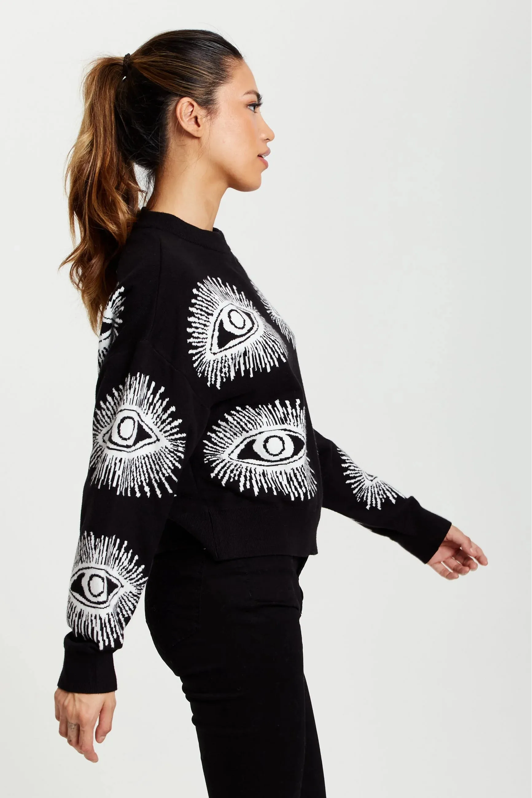 Liquorish Eye Pattern Jumper