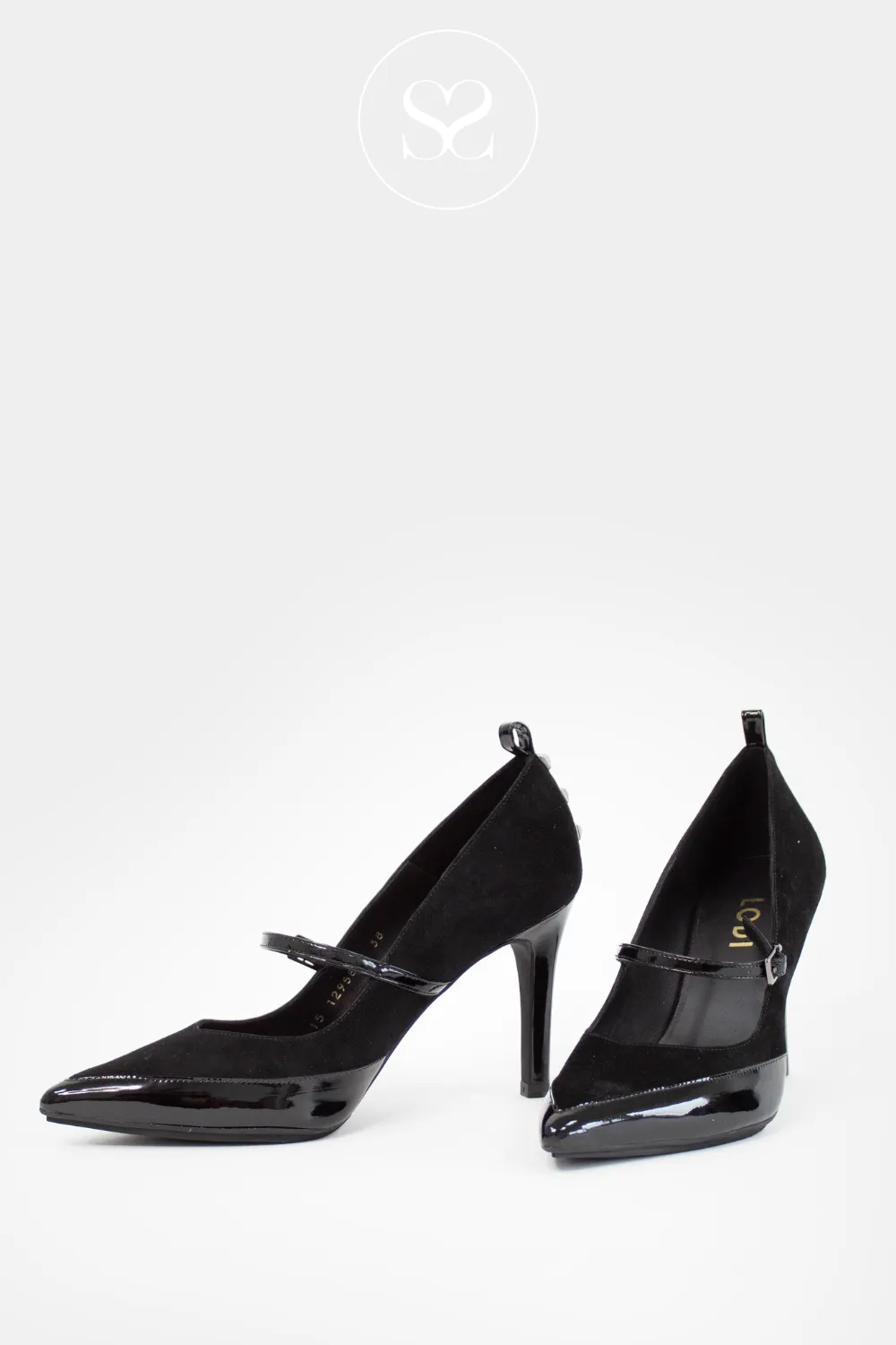 LODI ROALA BLACK SUEDE/LEATHER POINTED TOE HEELED SHOES