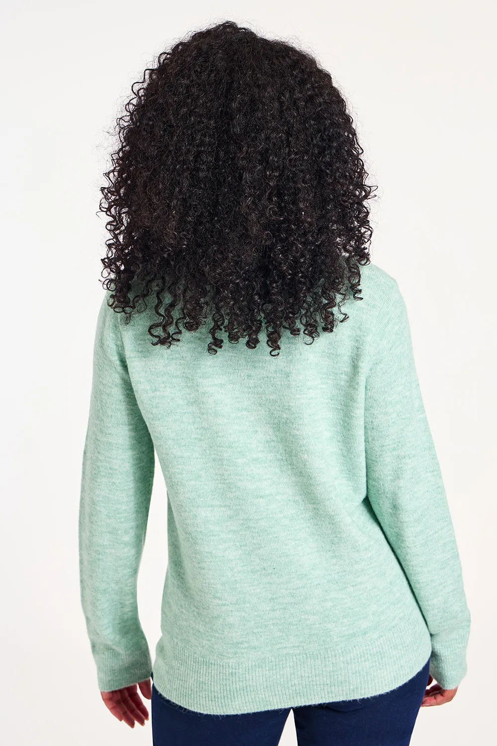 Long Sleeve Pointelle Jumper with Pearl Detail