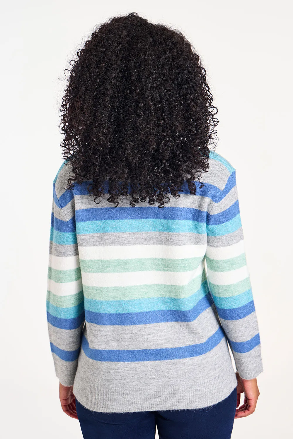 Long Sleeve V-Neck Striped Jumper