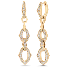 Lucia Double Diamond Gold Link Drop Earrings