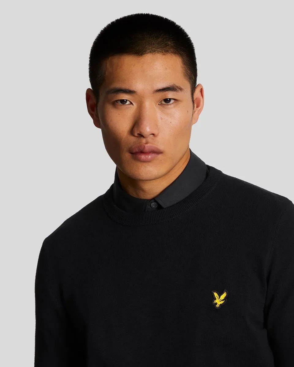 Lyle & Scott Knitted Crew Neck Jumper Jet Black