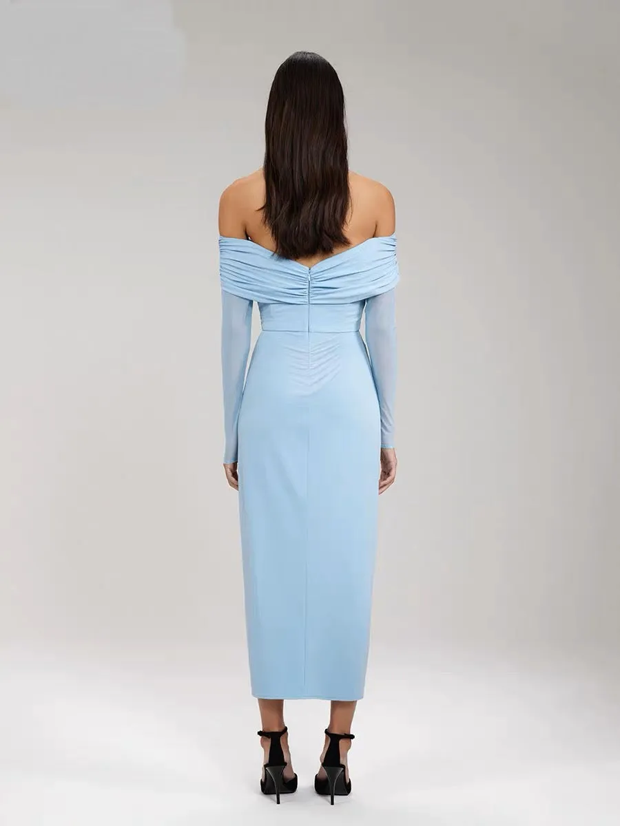 Lynx Off-shoulder Front Slit Dress