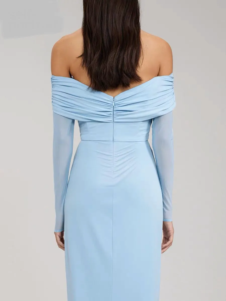 Lynx Off-shoulder Front Slit Dress